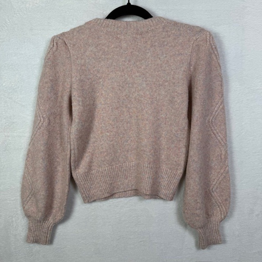 Gentle Fawn Pink Marl Puff Sleeve Cable Knit Sweater XS - Picture 4 of 11